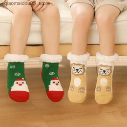 Kids Socks Newborn girls boys babies non slip children thick Terry warm and cute childrens Christmas socks 0-6Y Q240413