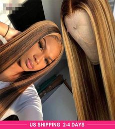 Ishow Highlight P427 Wig Straight 13x4 Body Wave Omber Colour T Part PrePlucked Human Hair Lace Front Wigs5864042