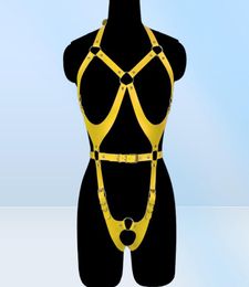 Bustiers Corsets Punk Leather Body Harness Bodysuit Adjust Bondage Bra Leg Garter Belt Women Sexy Lingerie Goth Cage Suit2562862