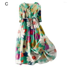 Party Dresses Women Bohemian Dress Breathable Clothing Style Cartoon Flower Printed Midi With For Dating