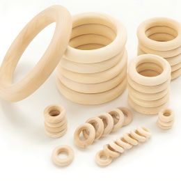 25-80mm Natural Large Wood Hoop DIY Macrame Tassel Craft Wooden Rings Circular Plain Baby Teething Toy Home Connector Decoration