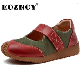 Casual Shoes Koznoy 3cm Genuine Leather Heels Pumps Pils Mules Luxury Mary Jane Women Boots Platform Wedge Summer Chunky Sneaker Retro