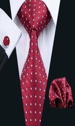 Fast Tie Set Marron White Dot Silk Mens Pocket Square Classic Silk Jacquard Woven Wedding Business Casual Necktie N10184397446