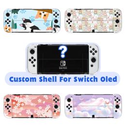 Cases Cute Kawaii Gaming Custom Case For Nintendo Switch Oled Hard Thin Dockable Protection Shell Pink Japanese Anime Pattern