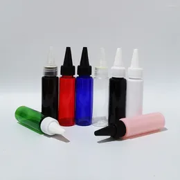 Storage Bottles (100pcs)30ml Empty Black Plastic Jam Bottle Containers 1OZ PET With Pointed Mouth Caps For Skin Care Cream Shampoo