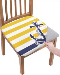 Chair Covers Stripe Yellow White Blue Anchor Seat Cushion Stretch Dining Cover Slipcovers For Home El Banquet Living Room