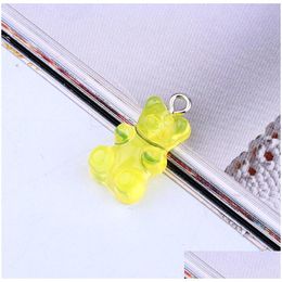 Charms 100Pcs Cute Gummy Bear Flat Back Resin Necklace Pendant Earring For Diy Decoration 11X2M Drop Delivery Jewellery Findings Compone Dhnti