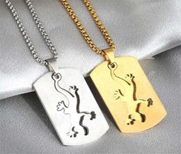 Pendant Necklaces 316L Stainless Steel Animal Couple Jewelry Gecko Necklace Cut Mosaic No Fade6824685