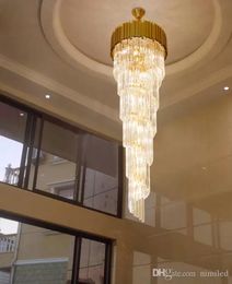 Modern Long Gold Crystal LED Light Chandeliers Pendant Lighting For Staircase Fixtures Large Hallway Indoor Stair Villas Mall Rest6397458