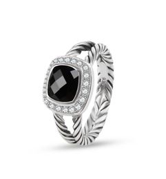 ed Wire Rings Prismatic Black Rings Women039s Fashion Silver Plated Micro Diamonds Trendy Versatile Styles5014866