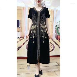 Work Dresses Women High-end Heavy Industry Embroidery Rhinestones Dress 2024 Female Fashion Sets Skirt Loose Slim Temperament Two-piece