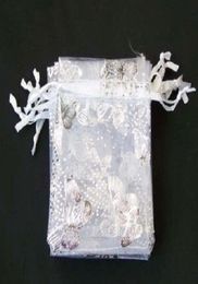 20X30CM 100 pcs white butterfly Organza Wedding Jewellery Gift Bag 70x90 mm Party Bags PoucheS8818396