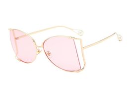 2021 fashion sunglasses Half Frame Brand Glass Square Pearl Famous Women039s Oversized Clear Pink Eyewear Ladies8482657