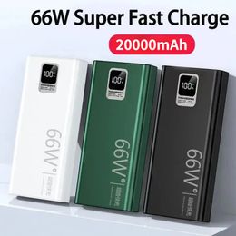 66W 20000Ah Digital Display PowerBank Super Fast Charging Portable Power Bank External Battery for IPhone Huawei Xiaomi Samsung