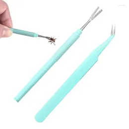 Dog Apparel Tick Remover Removal Kit With Silicone Case Stainless Steel Tweezers For Dogs 2Pcs Pet Tool Outdoor