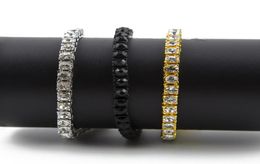 Hip Hop Bracelet Gold Plated Bling Bling 1 Row Iced Out Cz Bracelet Top Fashion Mens Jewelry Y1019578520