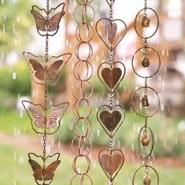 Decorative Figurines Kettle Metal Wind Chimes Butterfly Love For Garden Courtyard Decoration Rain Chain Ramadan Festival Valentine's Day