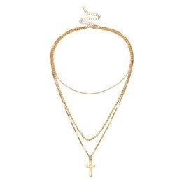 Pendant Necklaces Cross Necklace Mti-Layer Chains Ladies Simple Sweater Fashion Jewellery Sier And Gold Colours Drop Delivery Pendants Dhxlj