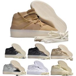 FOG Athletics I Mens Basketball Shoes High Top Fears Rivalry of God Cream White Carbon Sesame Suede Brown 2024 Zapatos Trainers Sneakers Size 7 - 12