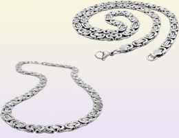 Stainless Steel Necklace Byzantine Link Silver Chain Men Women Necklaces Fashion Unisex Thick Silver Necklaces Width 6mm 8mm 12619061
