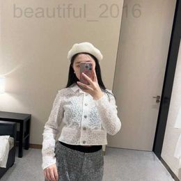 Women's T-Shirt designer Correct version~2024SS Spring/Summer Heavy Industry water-soluble lace pure cotton lapel small jacket 9859# HGGJ