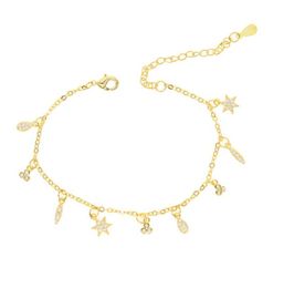 fashion jewelry delicate cz charm tiny cute girl gold chain 165cm luxury dangle charm gold plated bracelet3795458