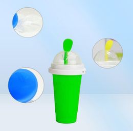 Silicone Slushy Slushie Maker Ice Tumblers Cup Large Frozen Magic Squeeze Slushi Making Cup Reusable Smoothie Cups Straw3216396