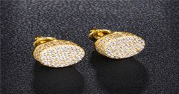Gold and Silver Colour Micro Pave CZ Screw Back Stud Earrings for Women Wedding Party Jewelry6613550