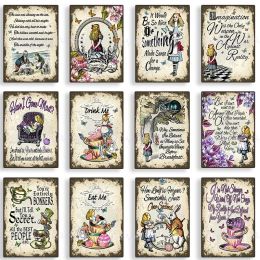 Classic Fairy Tales Alice In Wonderland Vintage Posters Cheshire Cat Canvas Artwork Ideal Wall Decor for Children's Room