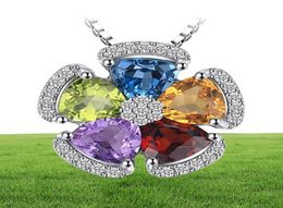 JewelryPalace 26ct Natural Blue Topaz Amethyst Citrine Garnet Peridot Pendants 925 Sterling Silver Jewelry Not Include a ChainY186609656