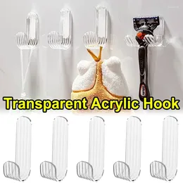 Kitchen Storage Transparent Acrylic J Shape Hanging Hooks Nail-Free Space Saving Towel Plastic Hat Racks Keys Wall Hanger Supplies