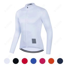 Men Cycling Jerseys White Long Sleeves Autumn Cycling Clothing MTB Pro Team Bike Shirts Bicycle Clothes Mallot Ciclismo Hombre 240411