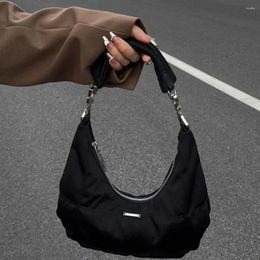 Hobo Shoulder Bag Korean Style Ins Fashion Design Solid Colour Black Girls/Female