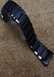 for AR1452 AR1451 Ceramic watchband 22mm 24mm High Quality Black Ceramic Strap Bracelet steel black Deployment band matte and poli5441754