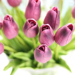 Decorative Flowers 5Pcs/lot PU Real Touch Tulip Artificial Flower For Home Decoration Fake Tulips Latex Bouquet Wedding Garden Decor