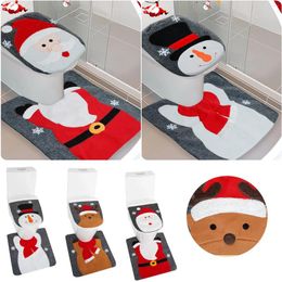 Toilet Seat Covers Bath Mats For Bathroom Non Slip Memory Christmas Cover Snowman Santa And Rug Set Ultra Soft