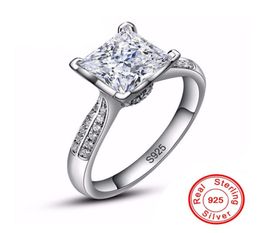 100 Solid 925 Silver Ring Wedding Jewelry Big 3 Carat CZ Zircon Engagement Rings for Women XR0384317867