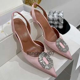 Sandals Designer Sandals Amina muaddi Dress Shoes Satin pointed slingbacks Bowtie pumps Crystal-sunflower Womens Luxury sexy Party Wedding 24040413BK2E