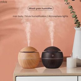 Humidifiers 1PC Portable Air Humidifier Mini USB Ultrasonic Aroma Oil Diffuser Wood LED Night Light Electric Aromatherapy Home