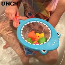 Bath Toys UNGH Baby Bath Toys for Kids Bathtub Shark Cat Toy SetKids Floating Bath Toys with Fishing Net Bathroom Toddler Water Toys 240413