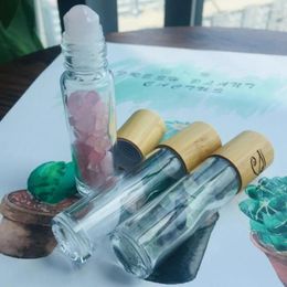 Storage Bottles Customized Logo 10ml Glass Essential Oils Massage Roller Perfume Bottle Round Clear LIp Oil Tubes