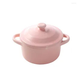 Bowls 223ML Mini Steamed Egg Bowl For Cake Baking Ceramic With Lid Children's Special Dessert Soup Stew Pot