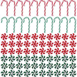 Decorative Figurines 80pcs Candy Cane Christmas Hanging Ornaments For Xmas Wreath Home Party Supplies