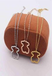 Steel Jewellery Hollowed Out Smooth Bear Necklace Net Red Women039s Simple Rose Gold NecklaceFor Party Jewels271k6788400