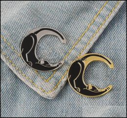 Cartoon Accessories Products Baby Kids Maternity Black Cat Moon Enamel Pins Gold Sier Badge Brooch Lapel Pin Denim Shirt Bag Co2831792