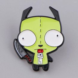 Brooches Cute Alien With Knife Enamel Pins Cartoon Killer For Women Lapel Backpack Clothes Badge Jewellery Halloween Gift