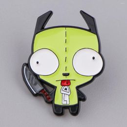 Brooches Cute Alien With Knife Enamel Pins Cartoon Killer For Women Lapel Backpack Clothes Badge Jewelry Halloween Gift