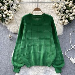 Green Red Blue Short Knitted Sweater Pullover Tops Spring Autumn Women Round Neck Long Sleeve Knitting Tops Jumper Sueter Mujer