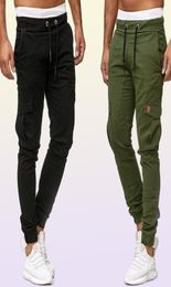 Men Pants 95 Cotton Cargo Pants style Slim Fit Outwear Sportswear Sweatpants Joggers Sweats Men Khaki Army Green7659979