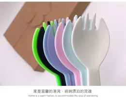 Forks Birthday Cake Western Knife And Fork Cut Plastic Disposable Spork Fruit Individually Packaged Dessert Spoon Ice Cream